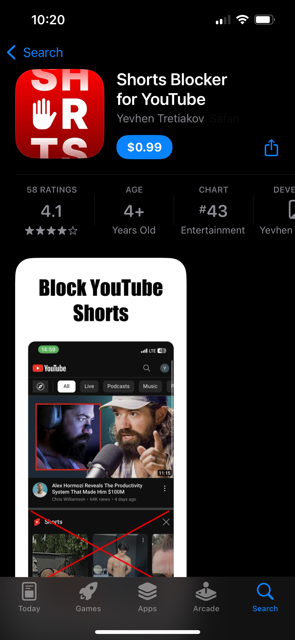 NoShorts app install